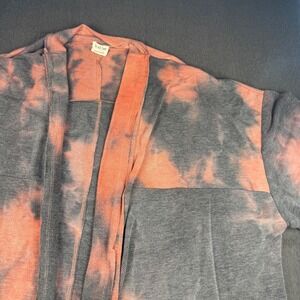 Peach Lane Women's Tie Dye‎ Cardigan Duster Coral Gray Size Large